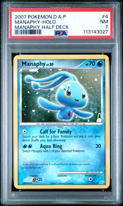 2007 POKEMON DIAMOND & PEARL MANAPHY HALF DECK #4 MANAPHY-HOLO PSA 7 - Image 1