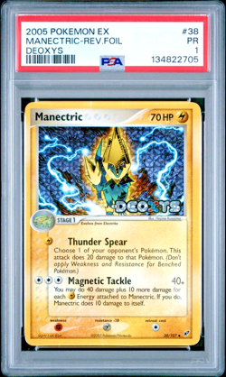 PSA 1 PR 2005 Pokemon EX Deoxys Manectric STAMPED Reverse Holo Foil 38/107 - Image 1