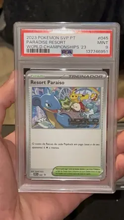 Pokemon Paradise Resort Promo World Championships '23 PSA 9 MINT Portuguese - Image 3