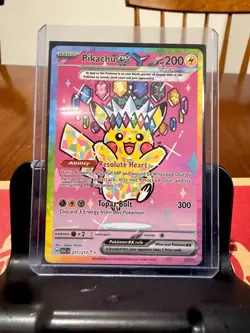 Pikachu Ex 277/217 Sv08 Surging Sparks SIR Holo 200 HP EX Pokemon Card - Image 1