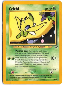 Celebi 16/64 Rare Neo Revelation Pokemon Unlimited - Image 1
