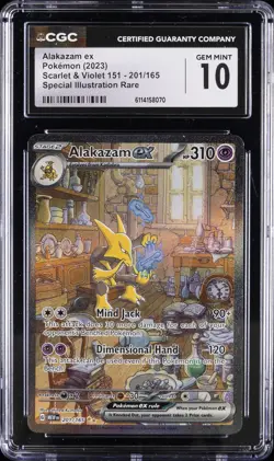 2023 POKEMON SCARLET & VIOLET 151 #201/165 ALAKAZAM EX CGC 10 GEM MINT - Image 1