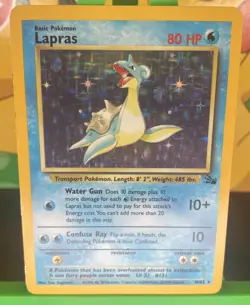 Pokemon TCG Lapras Fossil Holo Unlimited Rare Card 10/62 MP WoTC Vintage 1999 - Image 1