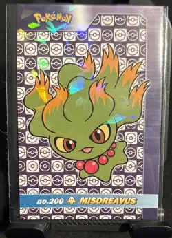 Rare Pokemon Shiny Full Art #200 Misdreavus Low Pop Cracked Ice Holo Card ⭐ - Image 1