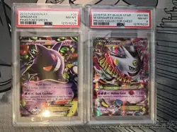 Pokemon TCG M Gengar EX XY166 Holo Promo Card + Gengar EX 34 Sequential - PSA 8 - Image 1
