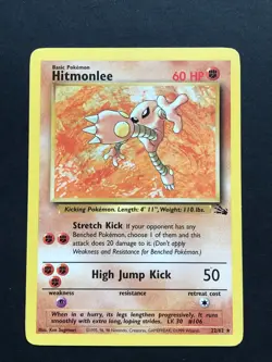 Hitmonlee 22/62 Fossil Rare - Vintage Pokemon Card WOTC 1999 - Played - Image 1