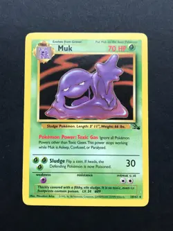 Muk 28/62 Fossil Rare - Vintage Pokemon Card WOTC 1999 - Played - Image 1