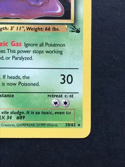Muk 28/62 Fossil Rare - Vintage Pokemon Card WOTC 1999 - Played - Image 4