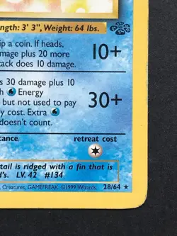 Vaporeon 28/64 Jungle Rare - Vintage Pokemon Card WOTC 1999 - Played - Image 4