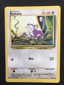 RATTATA - 61/102 - Base Set - Pokemon Card - LP - Image 1