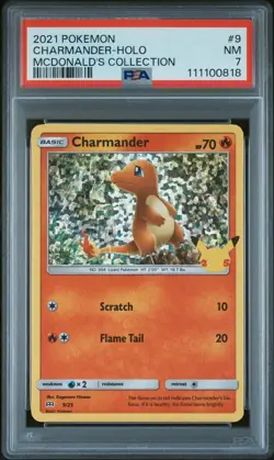2021 Pokemon McDonald's Collection Charmander Holo 9/25 NM PSA 7 - Image 1