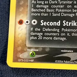 2004 Pokemon Card Dark Tyranitar 20/109 Holo Rare Team Rocket Returns Vintage - Image 5