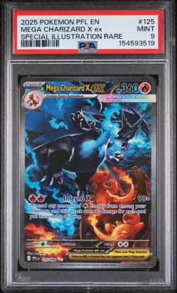 2025 POKEMON PFL EN-PHANTASMAL FLAMES #125 MEGA CHARIZARD X EX PSA 9 - Image 1