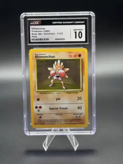 1999 Base Set Unlimited Hitmonchan Holo 7/102 CGC GEM MINT 10 - Image 1