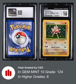 1999 Base Set Unlimited Hitmonchan Holo 7/102 CGC GEM MINT 10 - Image 3