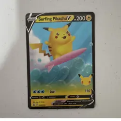 Pokemon TCG Surfing Pikachu V Ultra Rare Holo 200 HP 008/025 Celebrations - Image 1