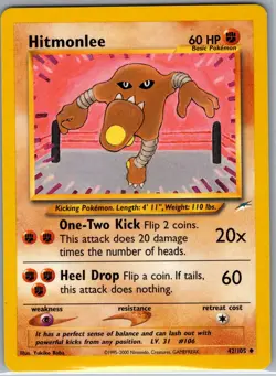 Hitmonlee 42/105 Non Holo Neo Destiny - Pokemon Card - NM - Image 1