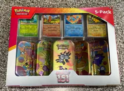 Pokemon Scarlet and Violet 151 (5-Pack) Mini Tins w/ 4 Promos Costco Bundle - Image 1