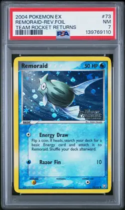 2004 POKEMON EX TEAM ROCKET RETURNS #73 REMORAID-REVERSE FOIL PSA 7 - Image 1