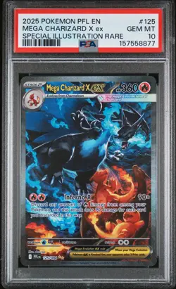 2025 POKEMON PFL EN-PHANTASMAL FLAMES #125 MEGA CHARIZARD X EX PSA 10 - Image 1