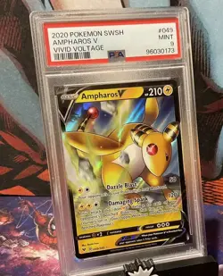 🔥2020 Pokemon #049 SWSH Vivid Voltage -Ampharos V Psa 9 Mint - Image 3