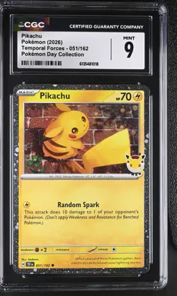 Pikachu 051/162 Pokemon Day Collection 2026 Pokemon CGC 9 Mint - Image 1