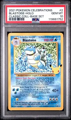 Pokemon Blastoise Celebrations Classic Coll. Base Set Holo #2 PSA 10 Gem Mint - Image 1