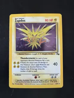 Pokemon TCG Zapdos Fossil 15/62 Holo 1999-2000 Wizards Base Set Copyright... - Image 1