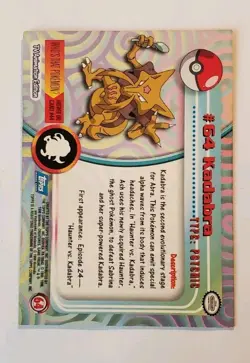 Topps Pokemon Kadabra #64 1999 TV Animation Edition Non Holo - Image 2