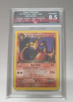 POKEMON 1ST EDITION DARK CHARIZARD 21/82 TEAM ROCKET NON HOLO GRADE 8.5 NR MINT - Image 1