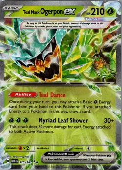 Teal Mask Ogerpon ex - 025/167 SV06: Twilight Masquerade - Pokemon Card - NM - Image 1