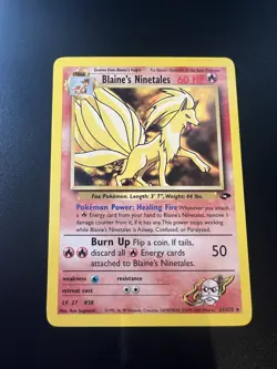 Blaine’s Ninetales 21/132 Gym Challenge Unlimited 2000 Pokemon Card Rare NM - Image 1