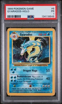 1999 POKEMON BASE SET UNLIMITED #6/102 GYARADOS-HOLO PSA 1 (C) - Image 1