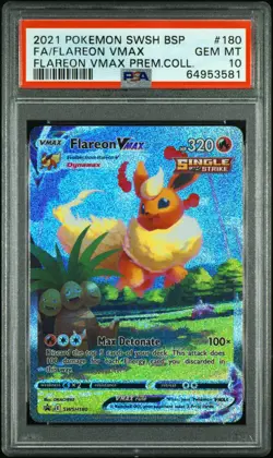 2021 POKEMON SWSH BLACK STAR PROMO #180 FA/FLAREON VMAX PSA 10 - Image 1