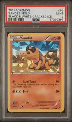 Pokemon 2011 Sandile Holo Cracked Ice Black Star Promo Black White PSA 9 MINT - Image 1