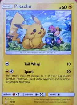 Pikachu (#14) 14/30 C SM Trainer Kit: Lycanroc & Alolan Raichu Pokemon NM - Image 1