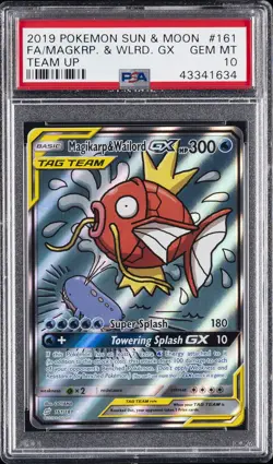 2019 POKEMON SUN & MOON TEAM UP #161 FULL ART/MAGIKARP & WAILORD GX PSA 10 - Image 1
