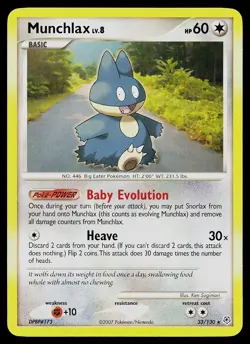 Pokemon Card - Munchlax Diamond & Pearl 33/130 Rare - Image 1