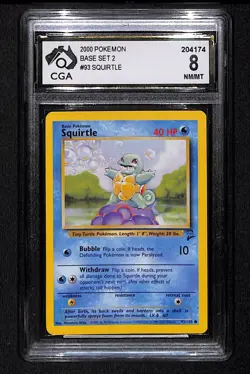 Vintage CGA 8 Squirtle 2000 Base Set 2 93/130 Pokemon Graded Card - Image 1
