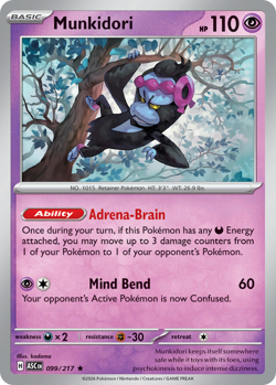 Pokemon TCG Munkidori 099/217 Ascended Heroes Rare Holo NM - Image 1