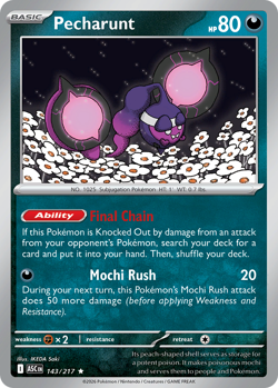 Pokemon TCG Pecharunt 143/217 Ascended Heroes Rare Holo NM - Image 1