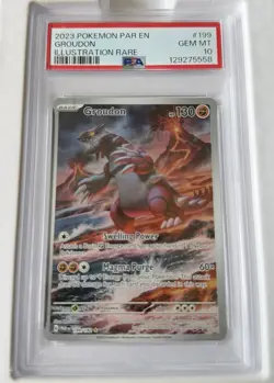 Pokemon TCG Groudon SV04 Paradox Rift Illustration Rare Holo PSA 10 2023 EN - Image 1