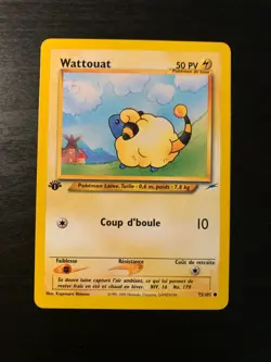 Carte Pokemon : Wattouat 75/105 Edition 1 Neo Destiny Wizards Francaise - Image 1