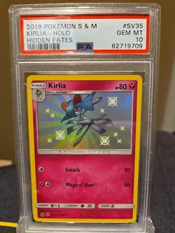 2019 POKEMON SUN & MOON HIDDEN FATES #SV35 KIRLIA-HOLO PSA 10 - Image 1