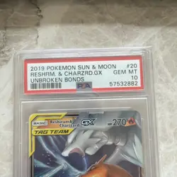PSA 10 Reshiram & Charizard GX 20/214 Tag Team Pokemon TCG Unbroken Bonds - Image 2
