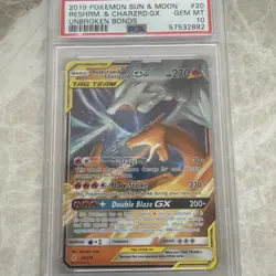 PSA 10 Reshiram & Charizard GX 20/214 Tag Team Pokemon TCG Unbroken Bonds - Image 3
