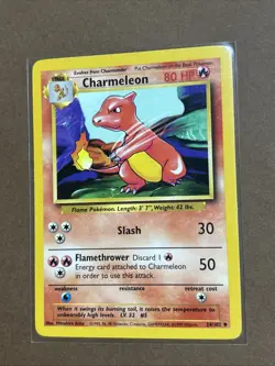 Charmeleon 24/102 Uncommon Base Set Unlimited WOTC Vintage Pokemon - Image 1