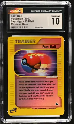 CGC 10 GEM MINT Fast Ball 2003 Skyridge 124/144 Reverse Holo Pokemon Card - Image 1