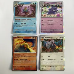 4 Pokemon Card 2023 Holo Lot Omastar 139 Gengar 094 Moltres 146 Aerodactyl 142 - Image 1