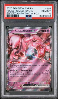 Team Rocket's Mewtwo ex 205 Sv: Scarlet & Violet Promo Cards Holo PSA 10 - Image 1